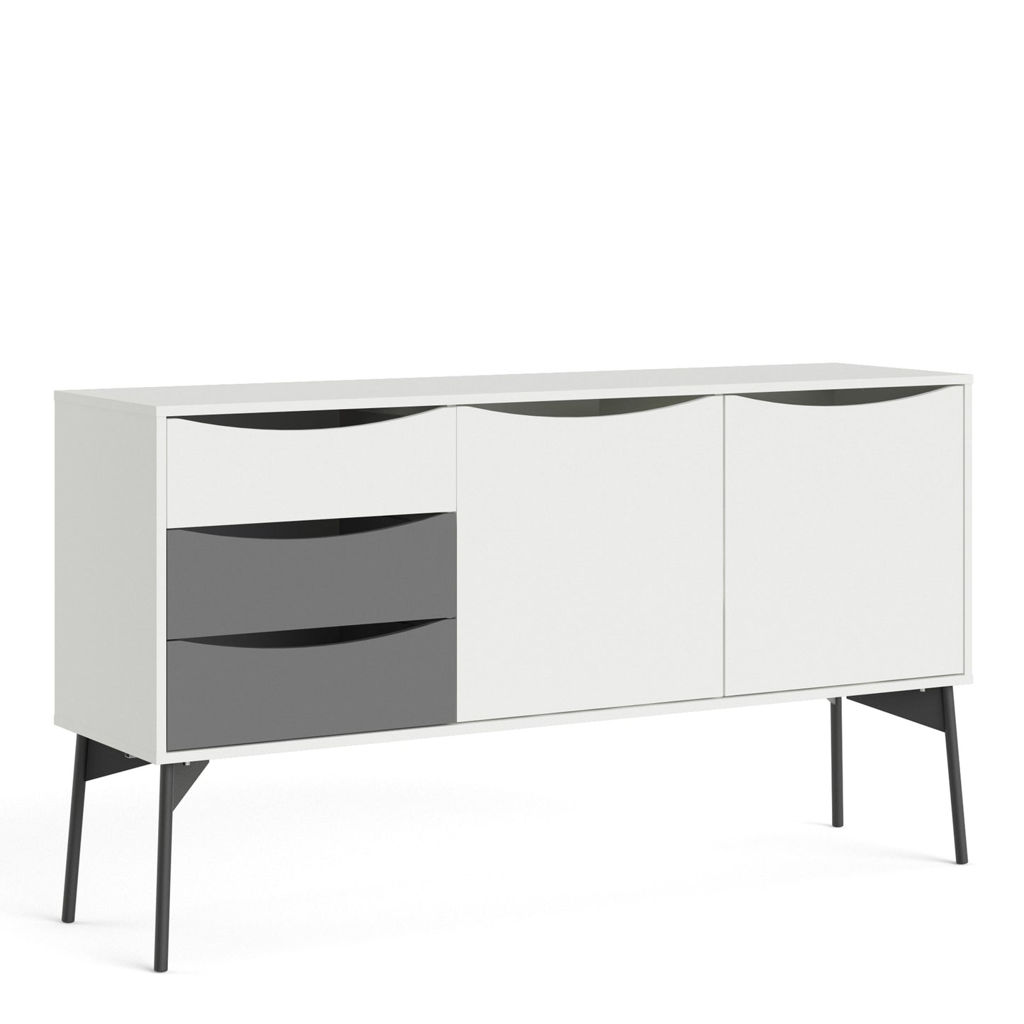 Fur Grey and White Sideboard with 2 Doors 3 Drawers