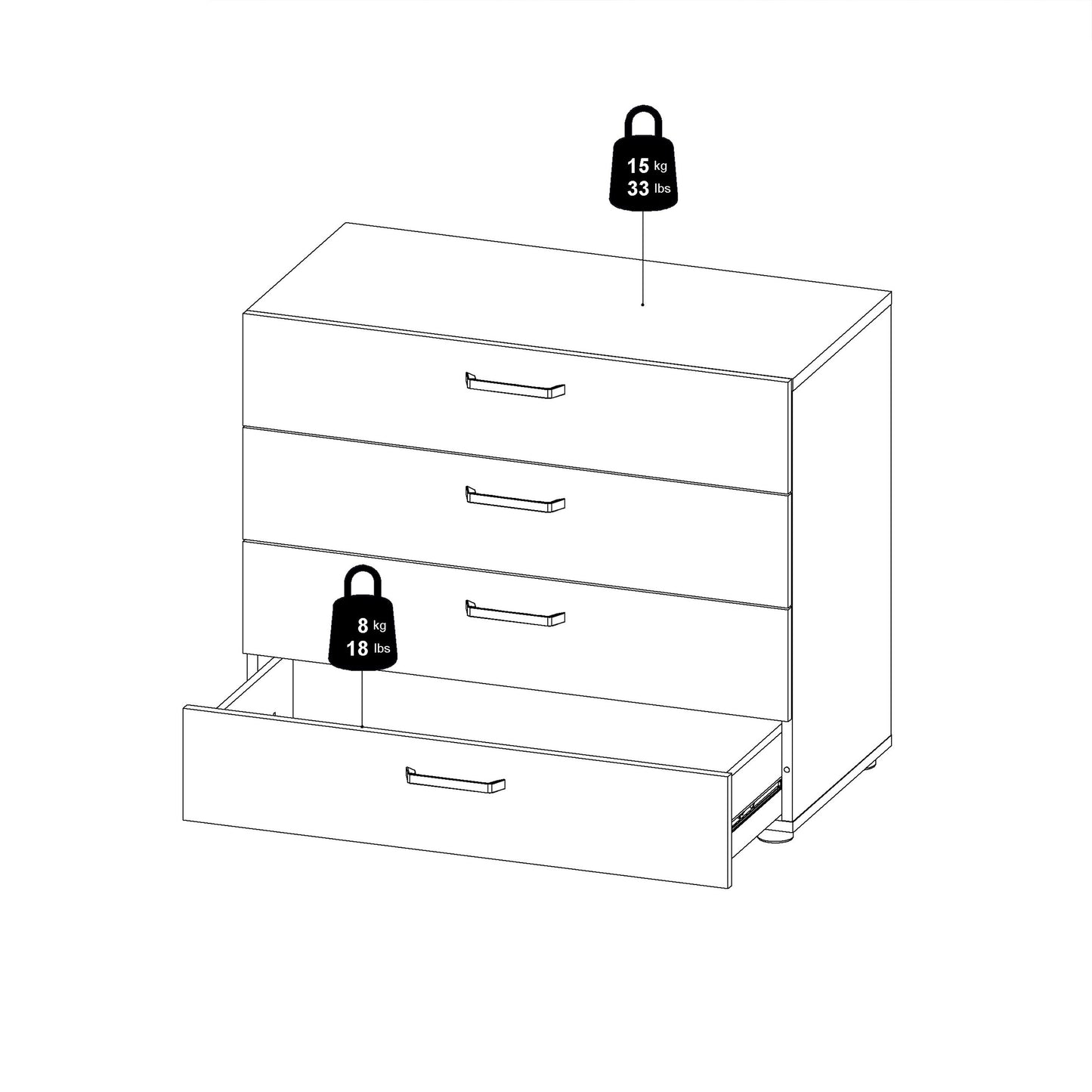 Dallas Chest of Drawers in Rovere Gessato Dark Oak