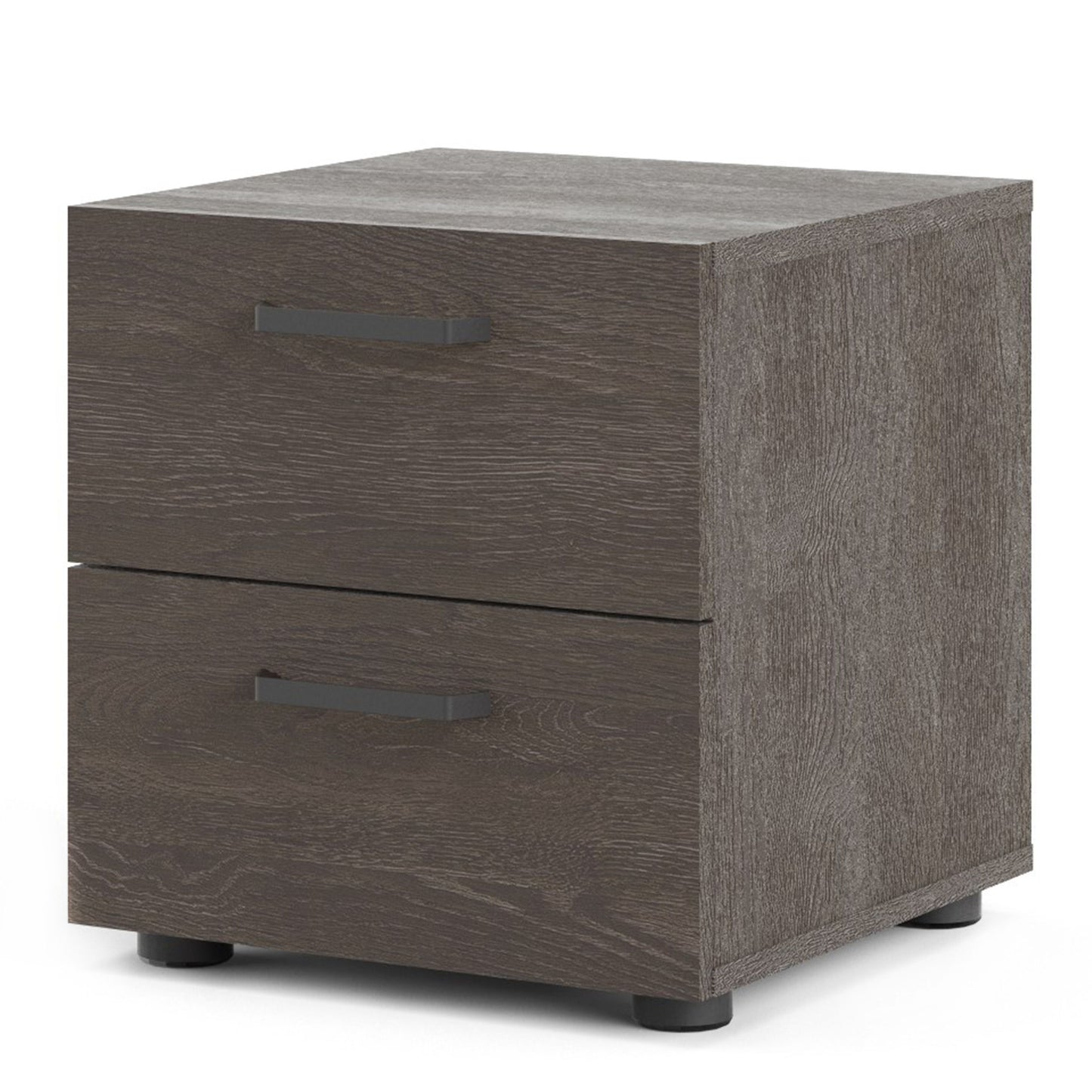 Dallas Bedside Table with 2 Drawers in Rovere Gessato Dark Oak