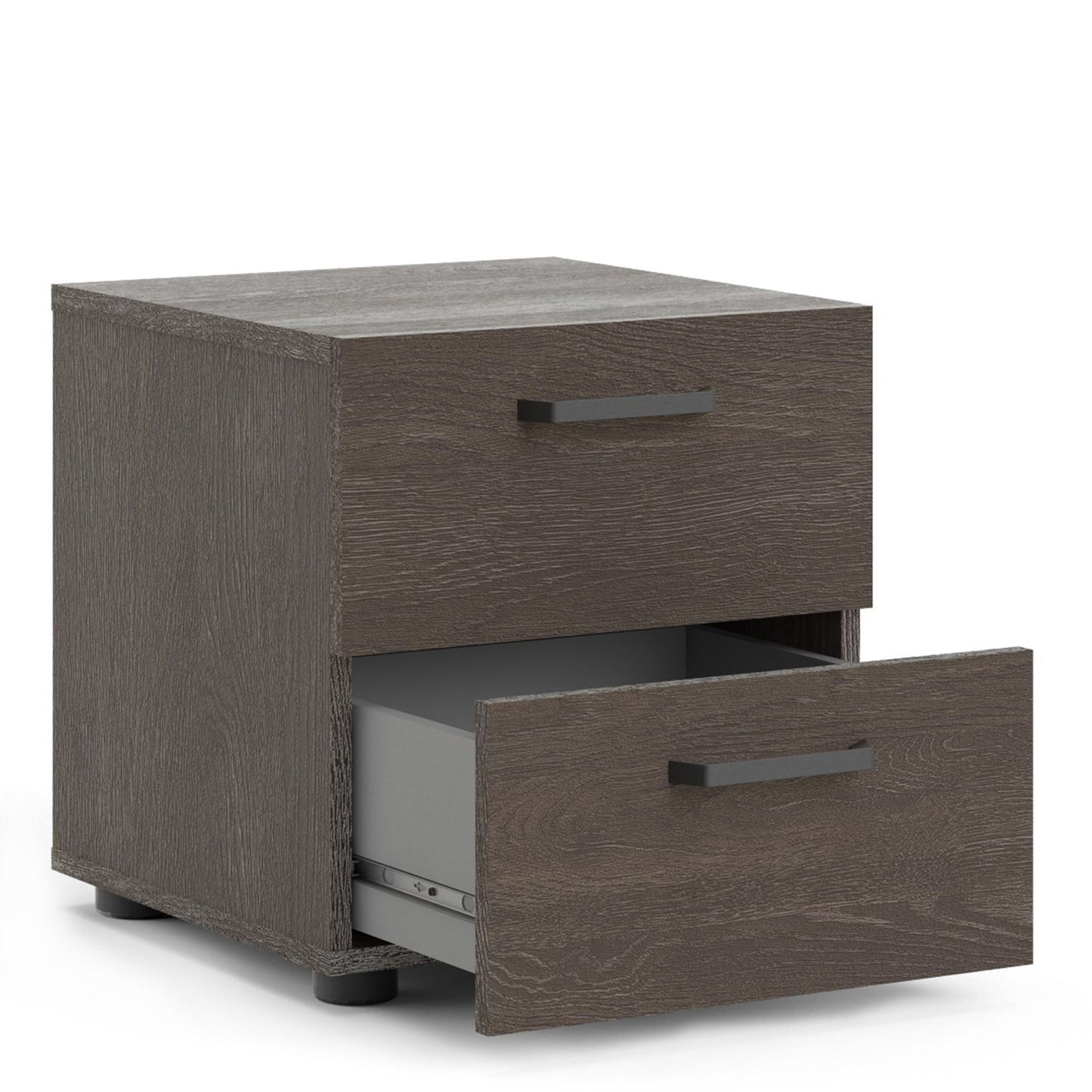 Dallas Bedside Table with 2 Drawers in Rovere Gessato Dark Oak
