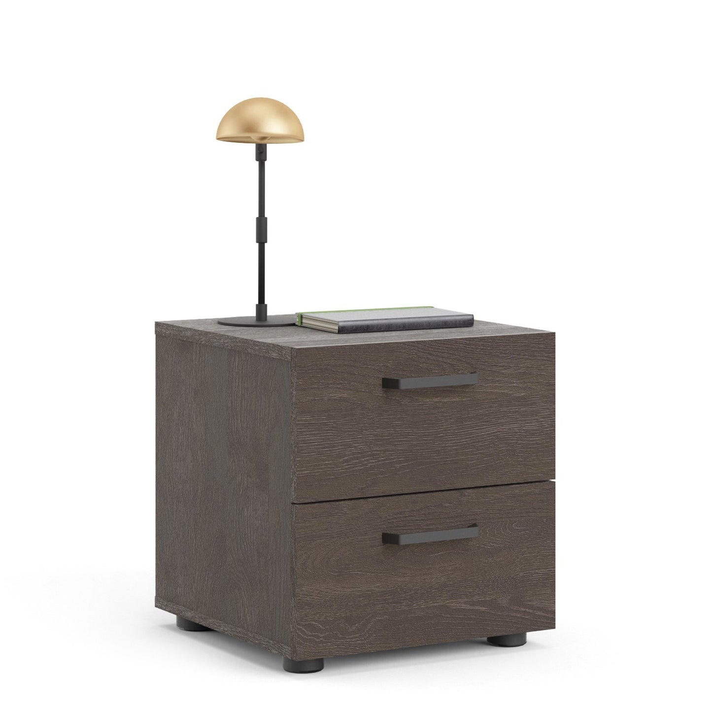 Dallas Bedside Table with 2 Drawers in Rovere Gessato Dark Oak