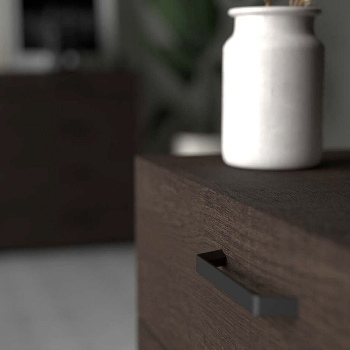 Dallas Bedside Table with 2 Drawers in Rovere Gessato Dark Oak