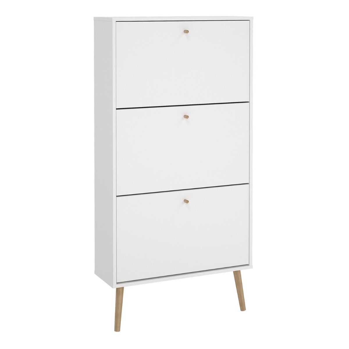 Cumbria White Shoe Cabinet with 3 Flip Down Doors