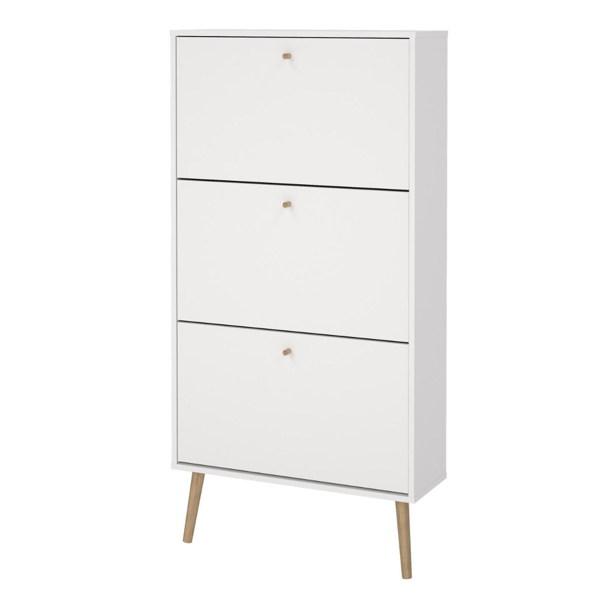 Cumbria White Shoe Cabinet with 3 Flip Down Doors