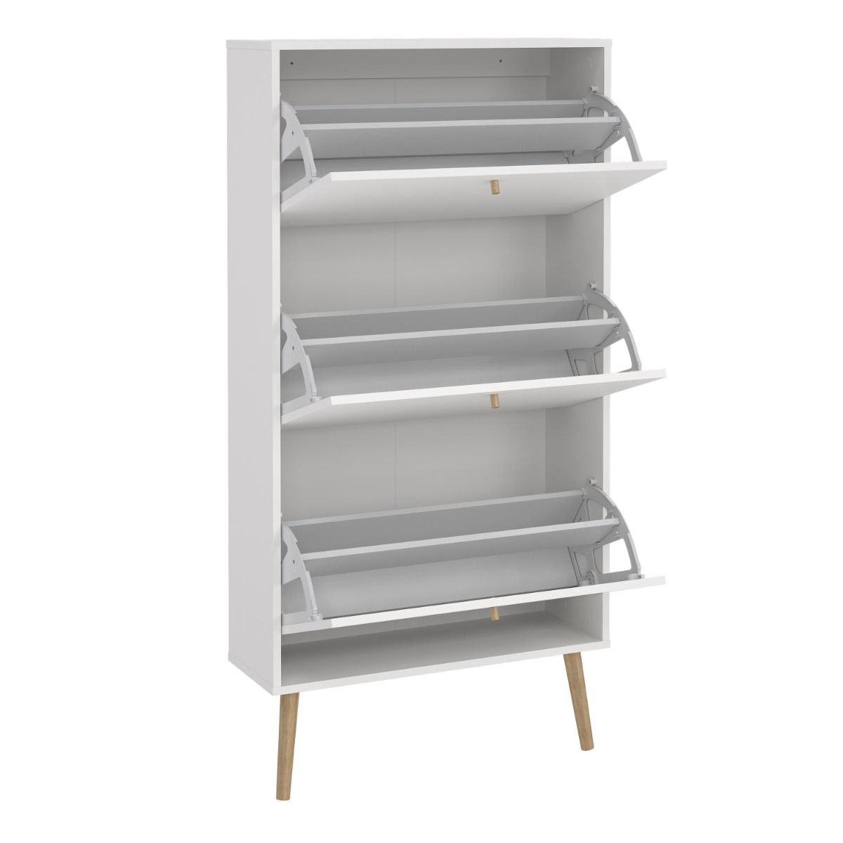 Cumbria White Shoe Cabinet with 3 Flip Down Doors