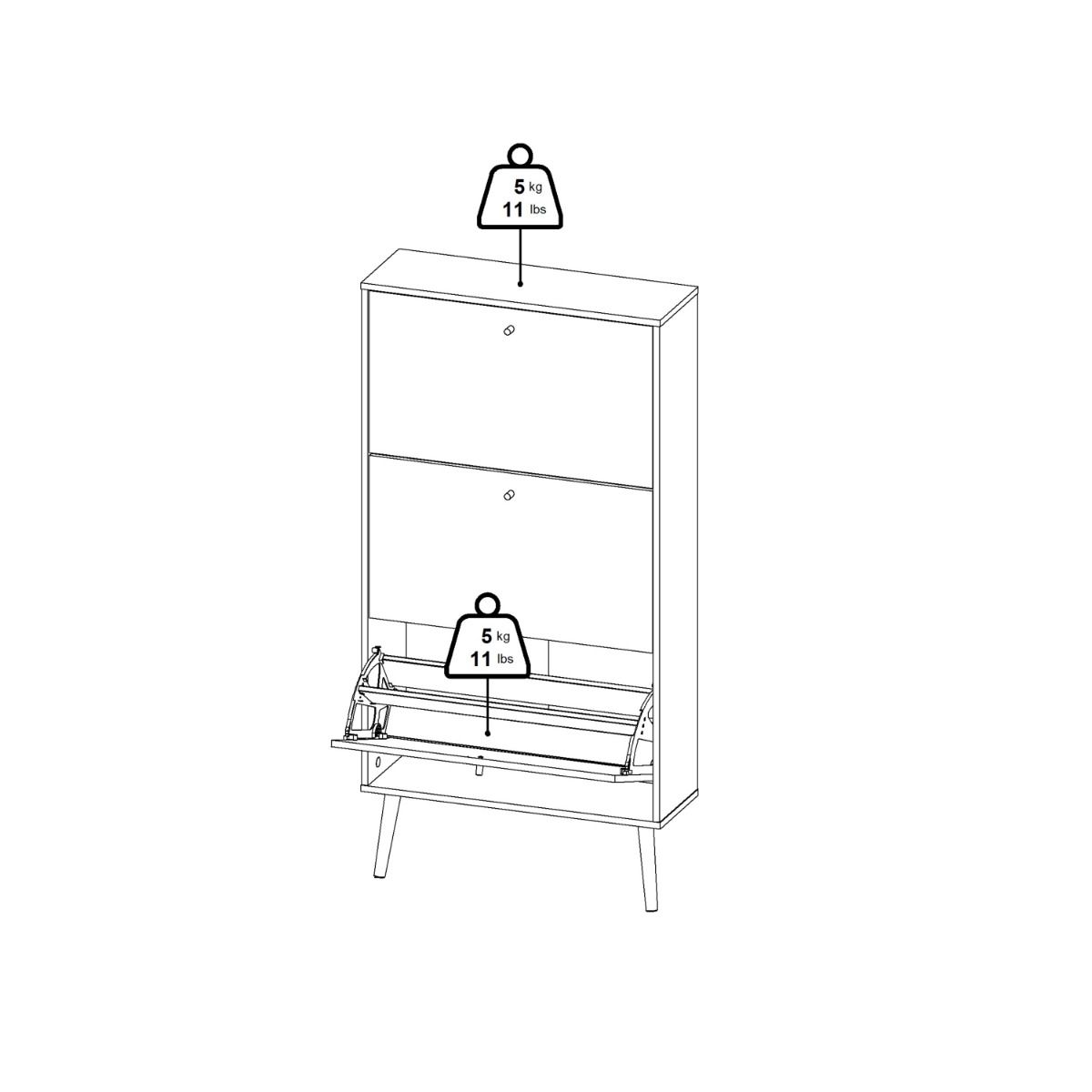 Cumbria Grey Shoe Cabinet with 3 Flip Down Doors