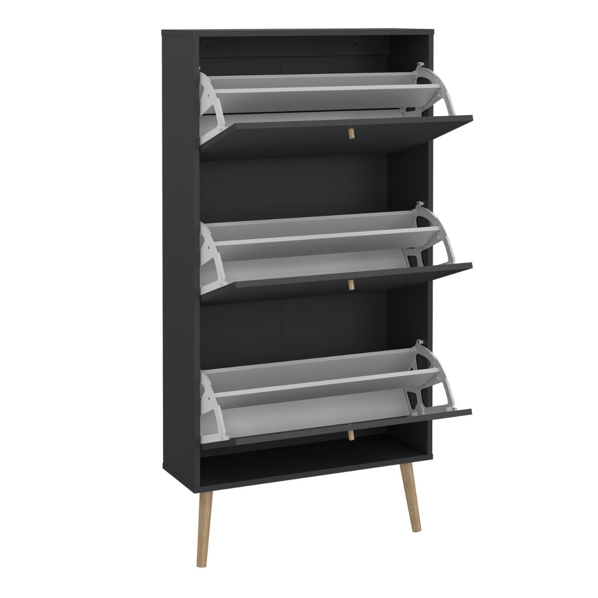 Cumbria Grey Shoe Cabinet with 3 Flip Down Doors
