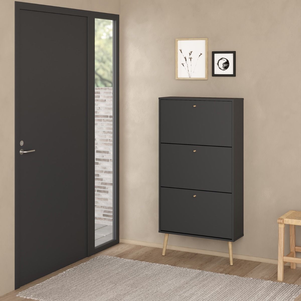 Cumbria Grey Shoe Cabinet with 3 Flip Down Doors