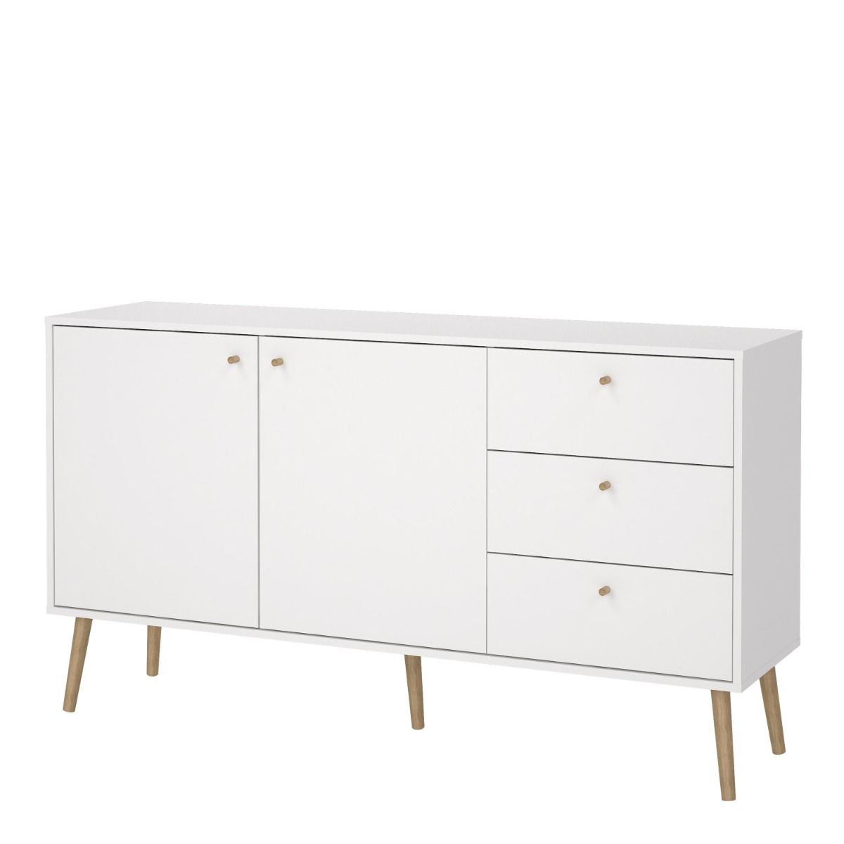 Cumbria White Sideboard with 2 Doors + 3 Drawers
