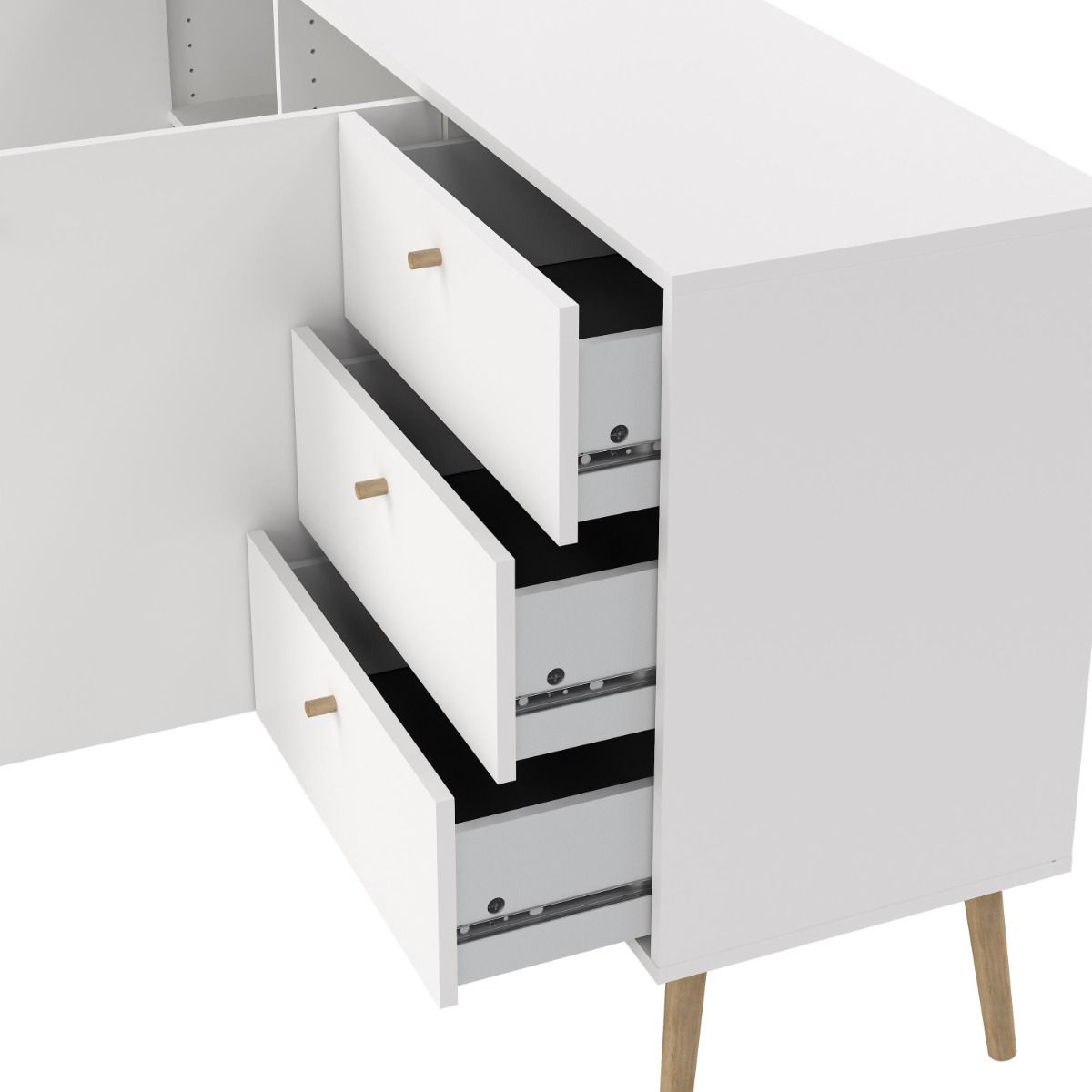 Cumbria White Sideboard with 2 Doors + 3 Drawers