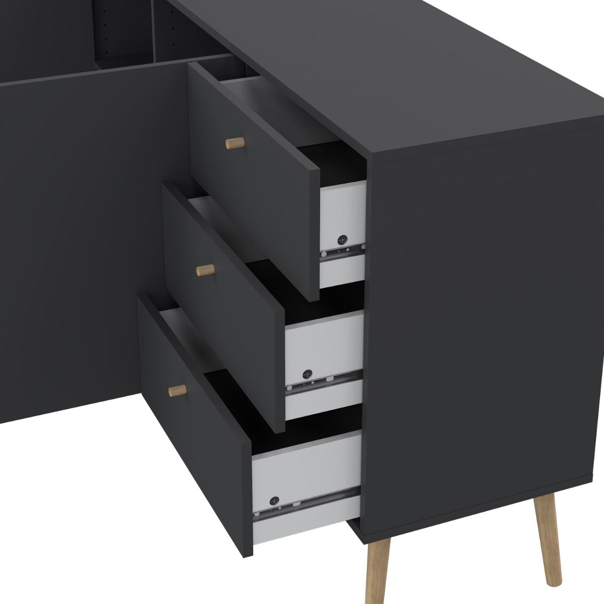 Cumbria Dark Grey Sideboard with 2 Doors + 3 Drawers