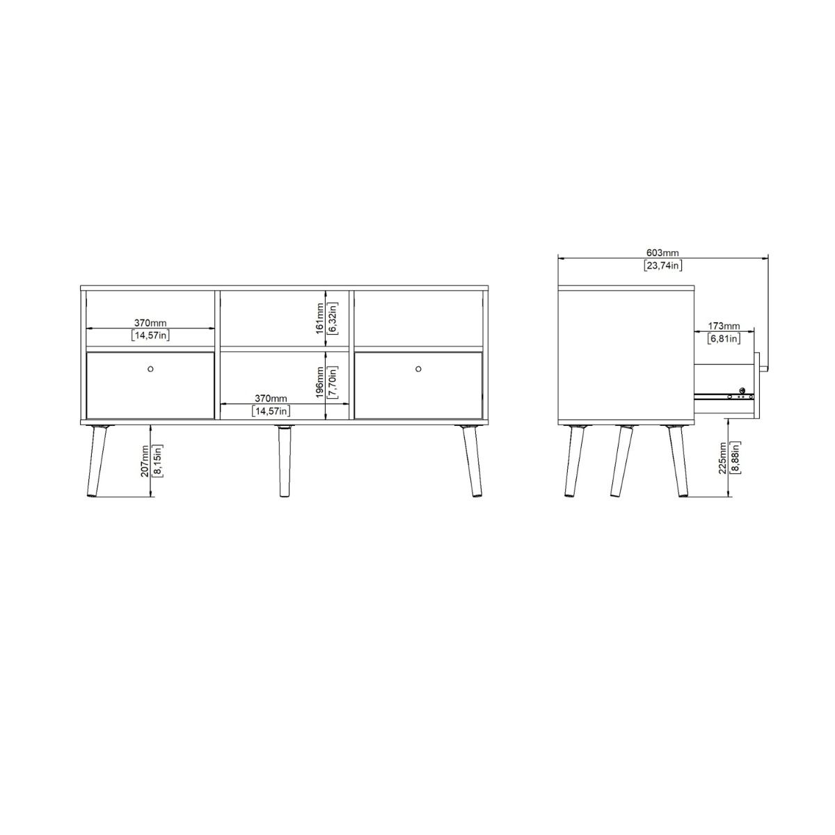 Cumbria White TV Unit with 2 Drawers