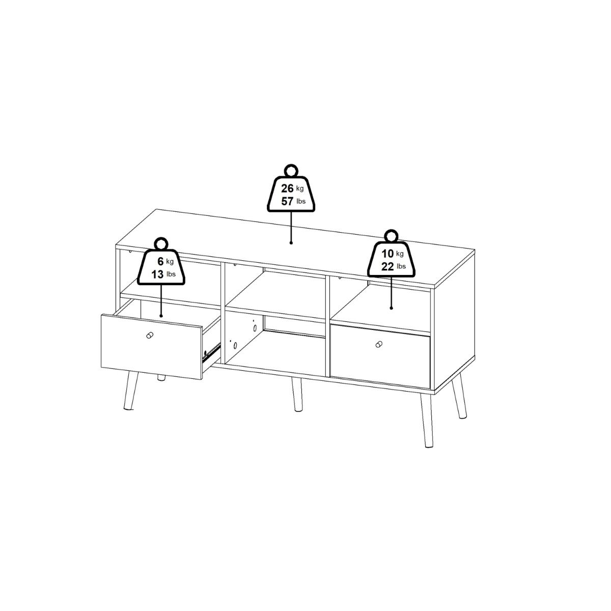 Cumbria Grey TV Unit with 2 Drawers
