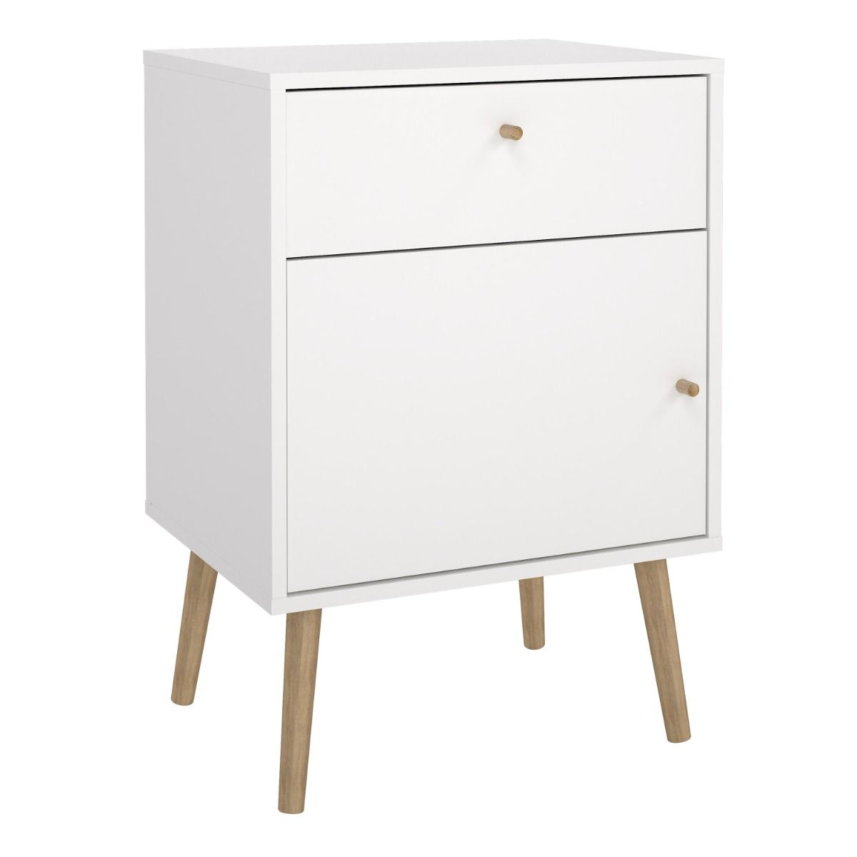 Cumbria White Bedside Table 1 Door + 1 Drawer