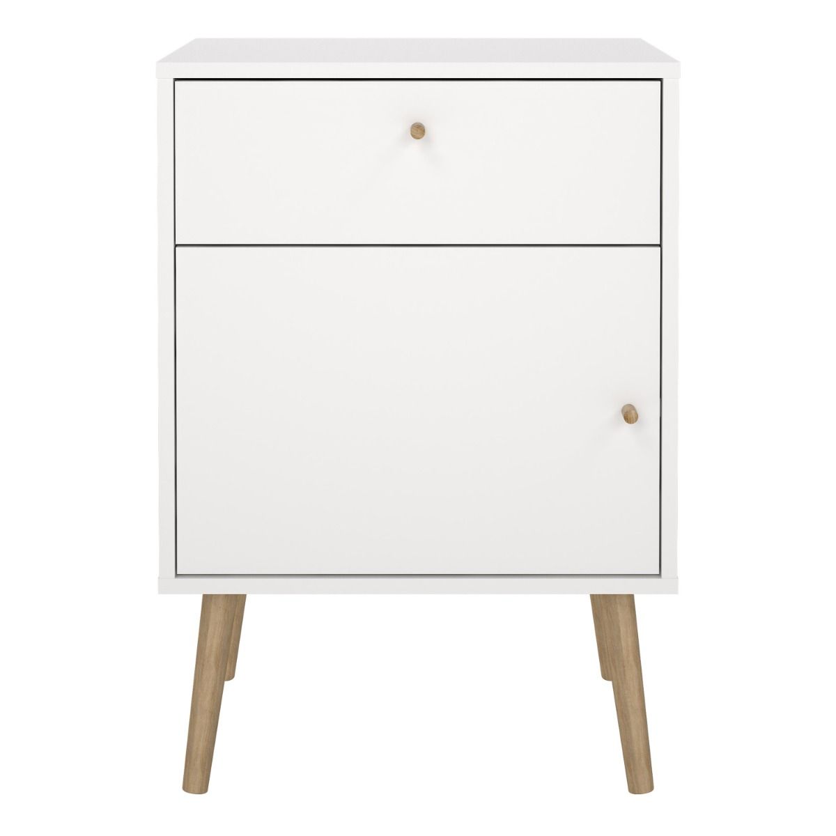 Cumbria White Bedside Table 1 Door + 1 Drawer