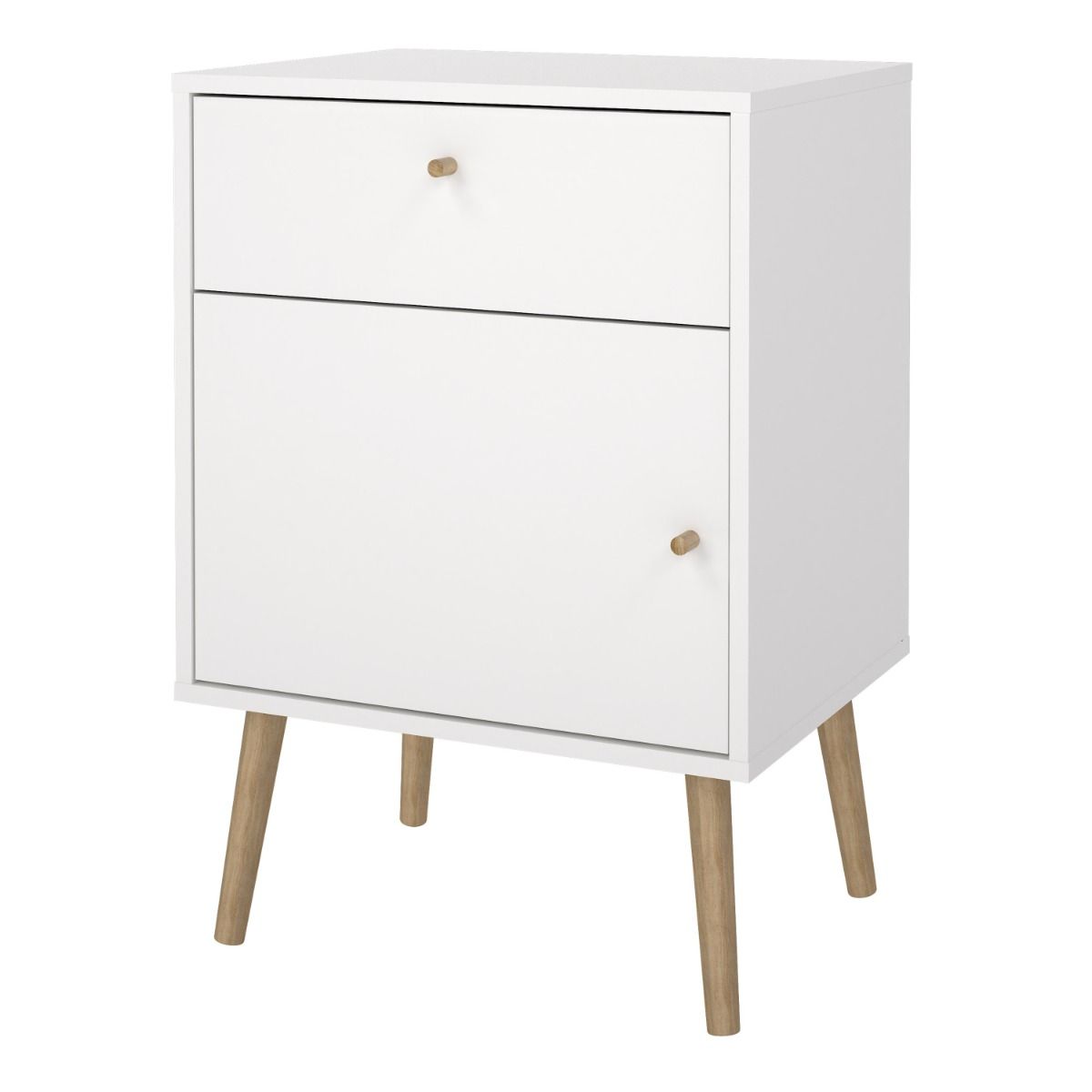 Cumbria White Bedside Table 1 Door + 1 Drawer