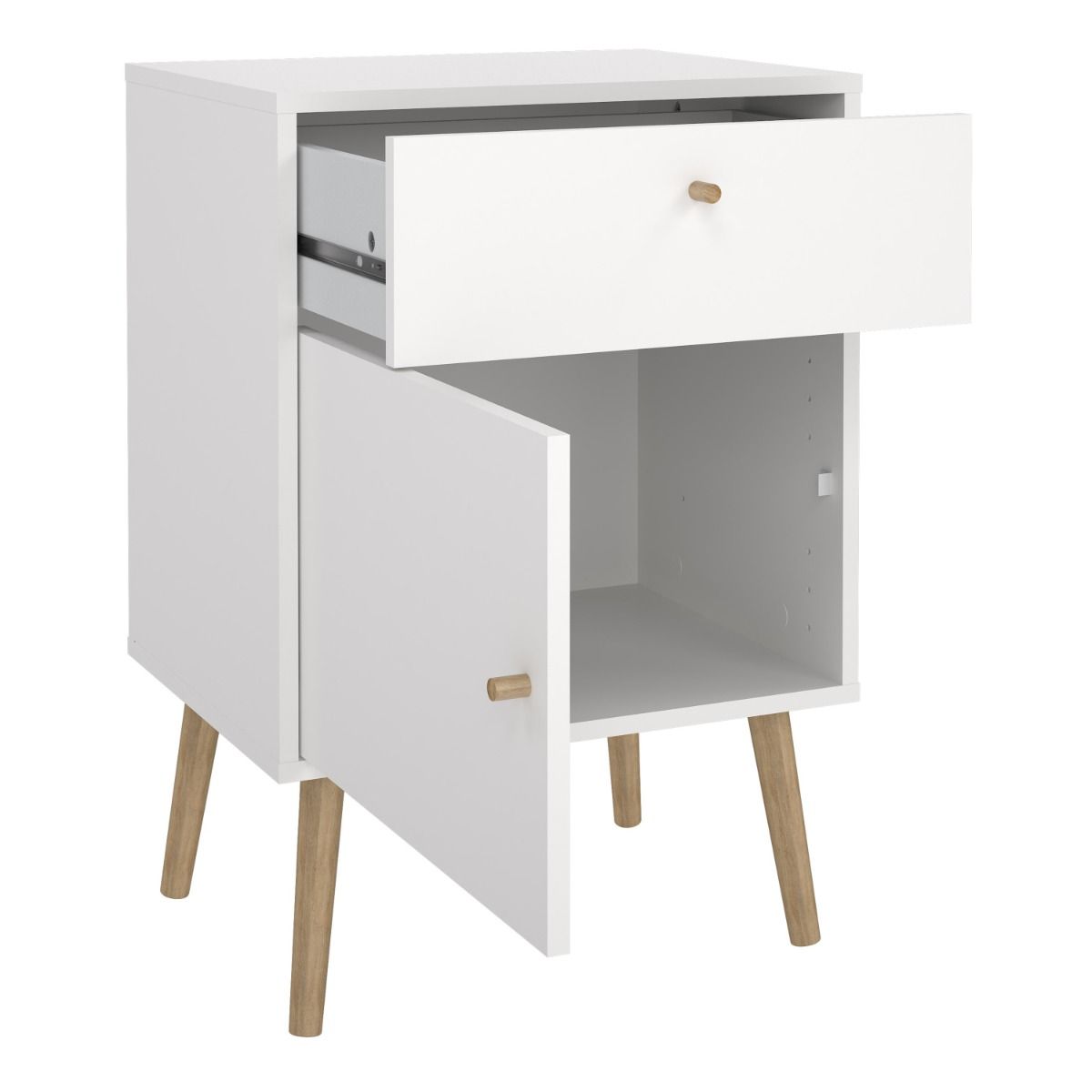 Cumbria White Bedside Table 1 Door + 1 Drawer