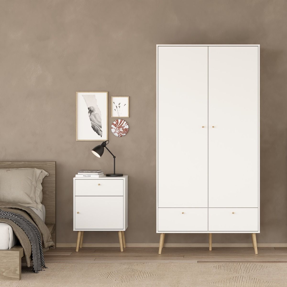 Cumbria White Bedside Table 1 Door + 1 Drawer