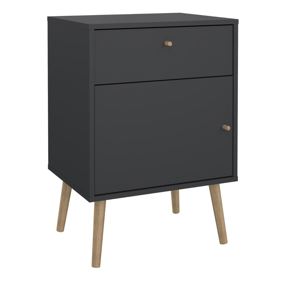Cumbria Dark Grey Bedside Table 1 Door + 1 Drawer