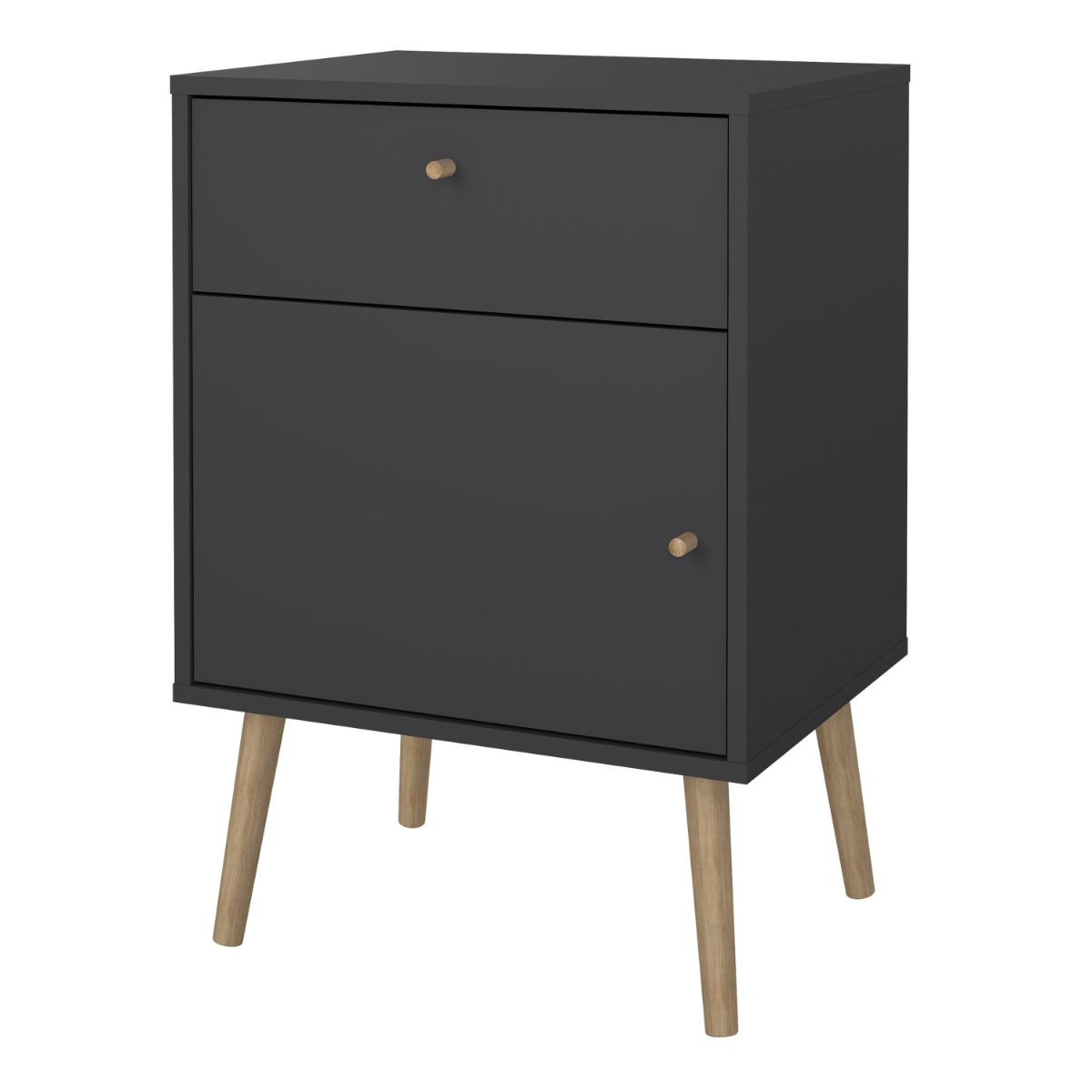 Cumbria Dark Grey Bedside Table 1 Door + 1 Drawer