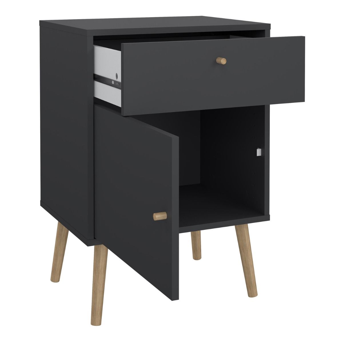 Cumbria Dark Grey Bedside Table 1 Door + 1 Drawer