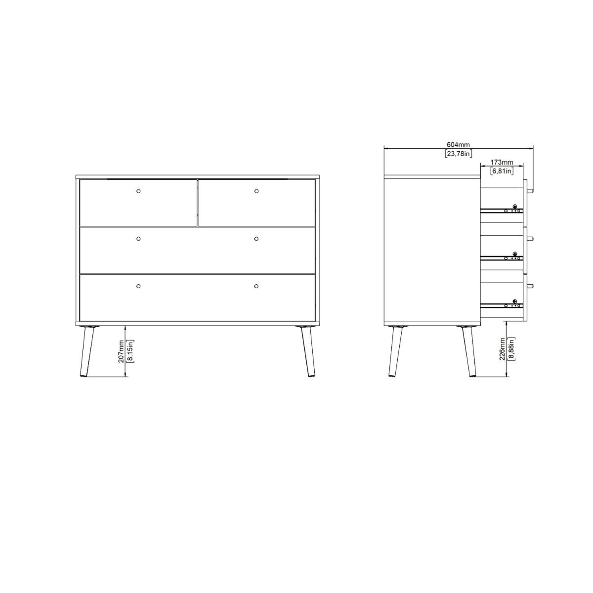 Cumbria Grey Chest of Drawers with 2 + 2 Drawers
