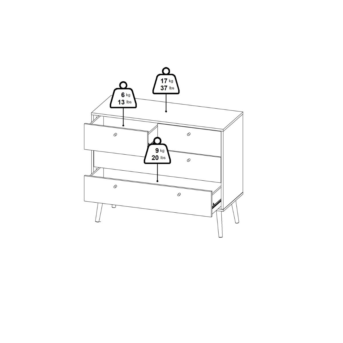 Cumbria Grey Chest of Drawers with 2 + 2 Drawers