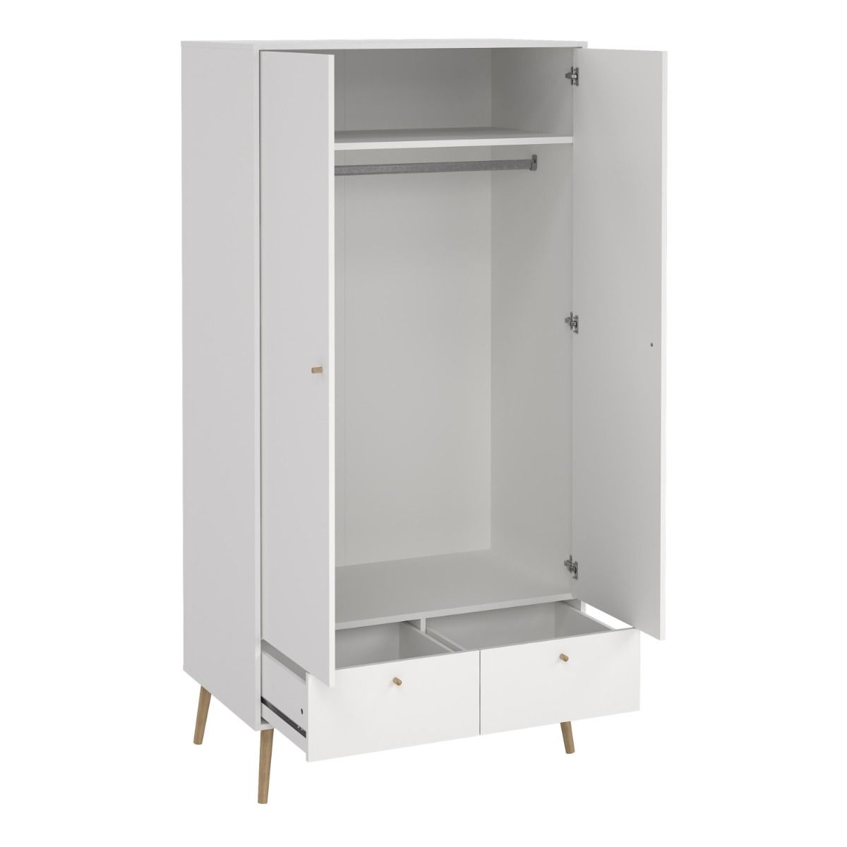 Cumbria White Wardrobe with 2 Doors + 2 Drawers