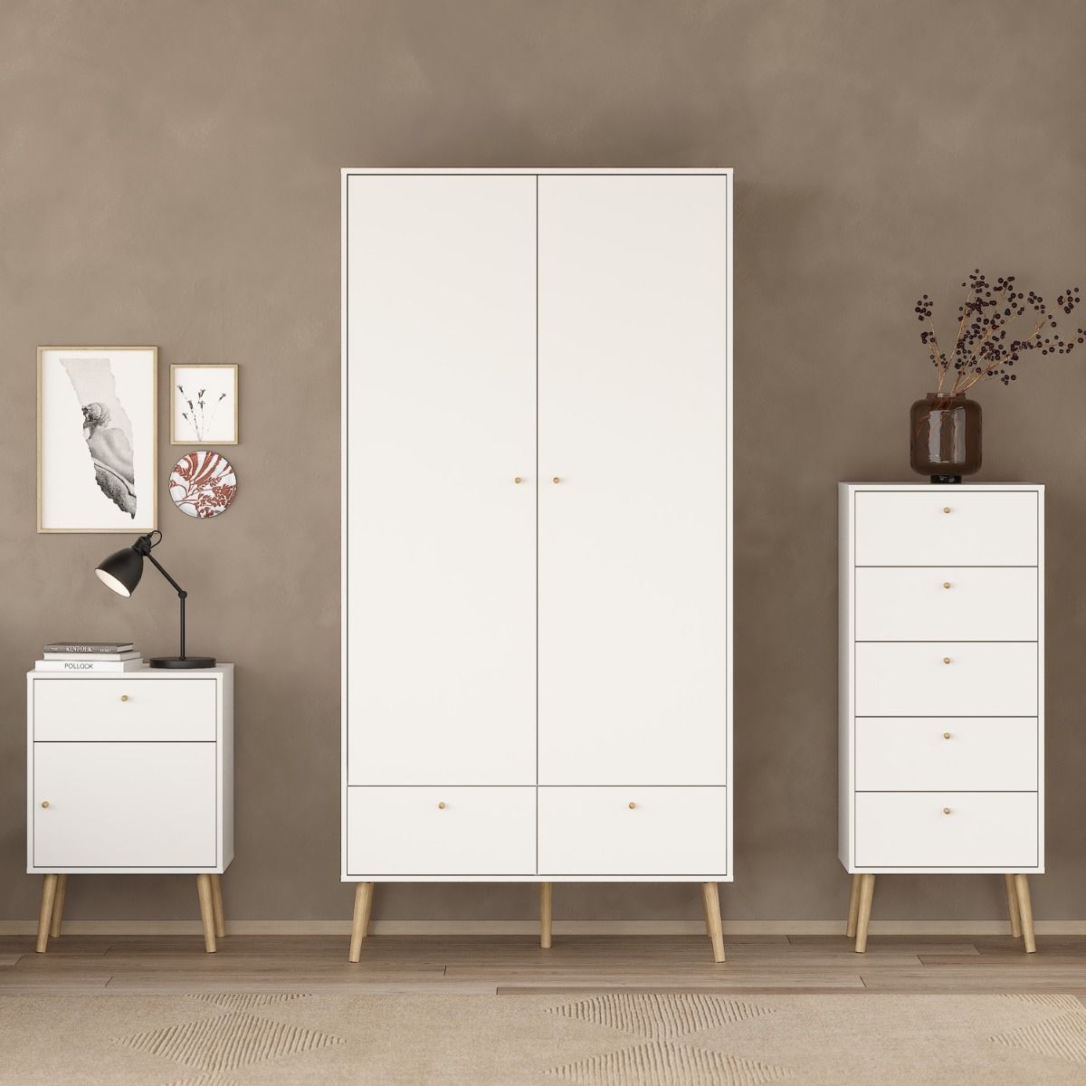 Cumbria White Wardrobe with 2 Doors + 2 Drawers
