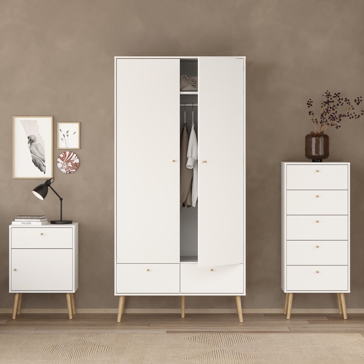 Cumbria White Wardrobe with 2 Doors + 2 Drawers
