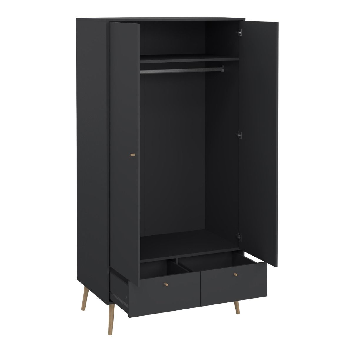 Cumbria Dark Grey Wardrobe with 2 Doors + 2 Drawers