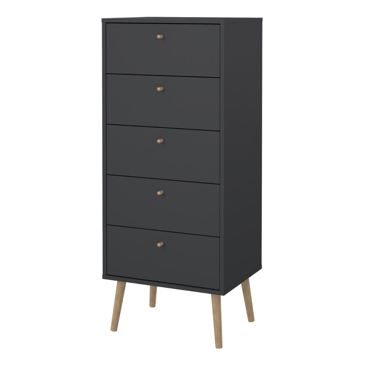 Cumbria Dark Grey Tall Chest of Drawers - 5 Drawers