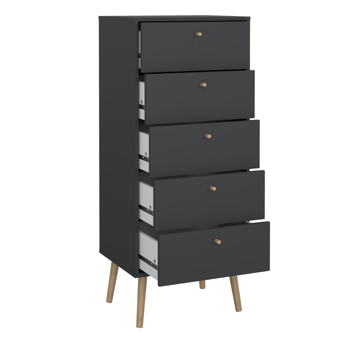 Cumbria Dark Grey Tall Chest of Drawers - 5 Drawers
