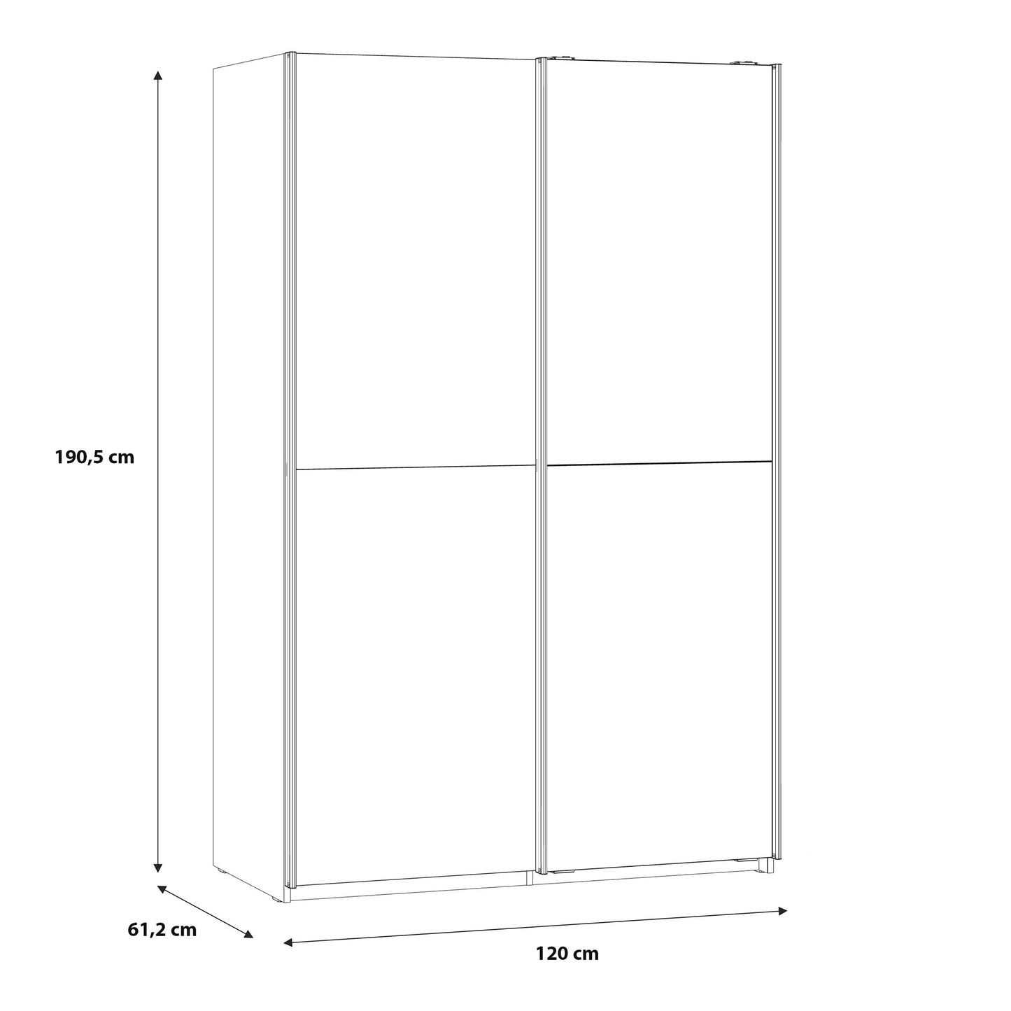 Babetta 2 Door Sliding Mirrored Wardrobe
