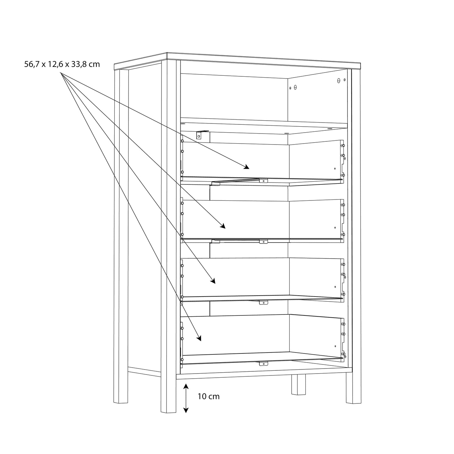 High Rock Chest of Drawers with 4 Drawers in Matt Black/Riviera Oak