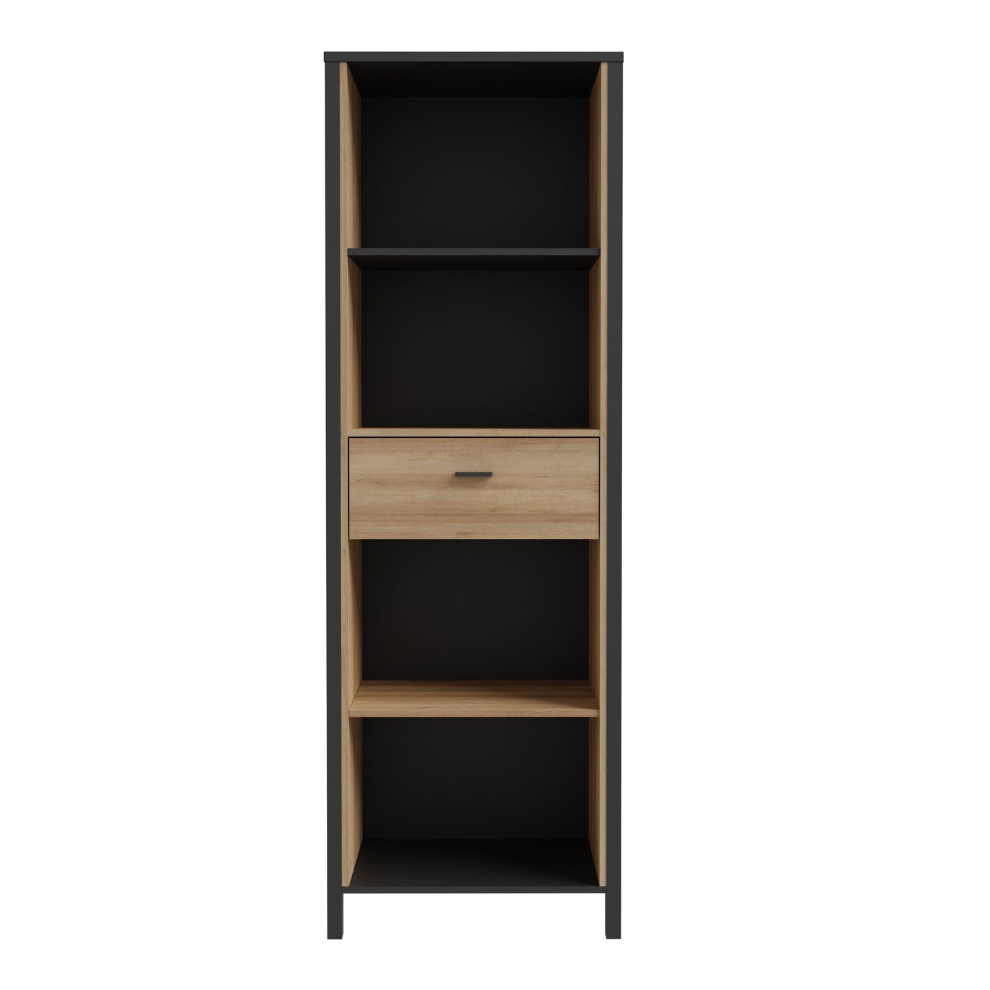 High Rock Display Shelf Unit in Matt Black/Riviera Oak