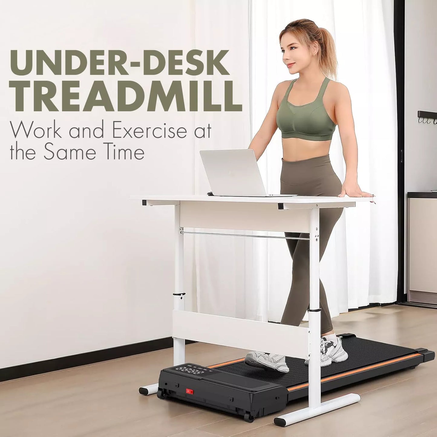 FK Foldable Under-Desk Walking Pad Treadmill - Smart Running Machine with App & Bluetooth Speaker