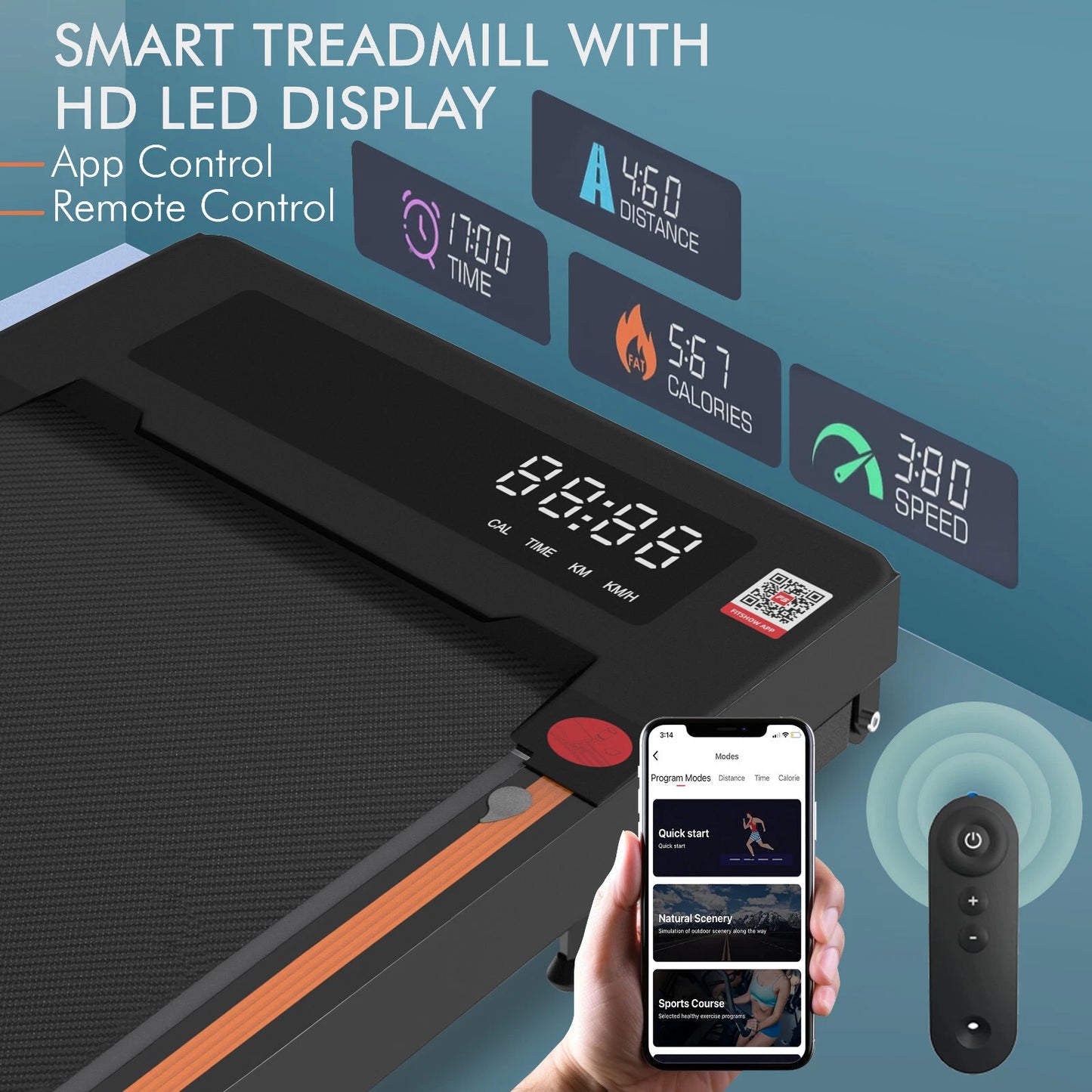 FK Foldable Under-Desk Walking Pad Treadmill - Smart Running Machine with App & Bluetooth Speaker