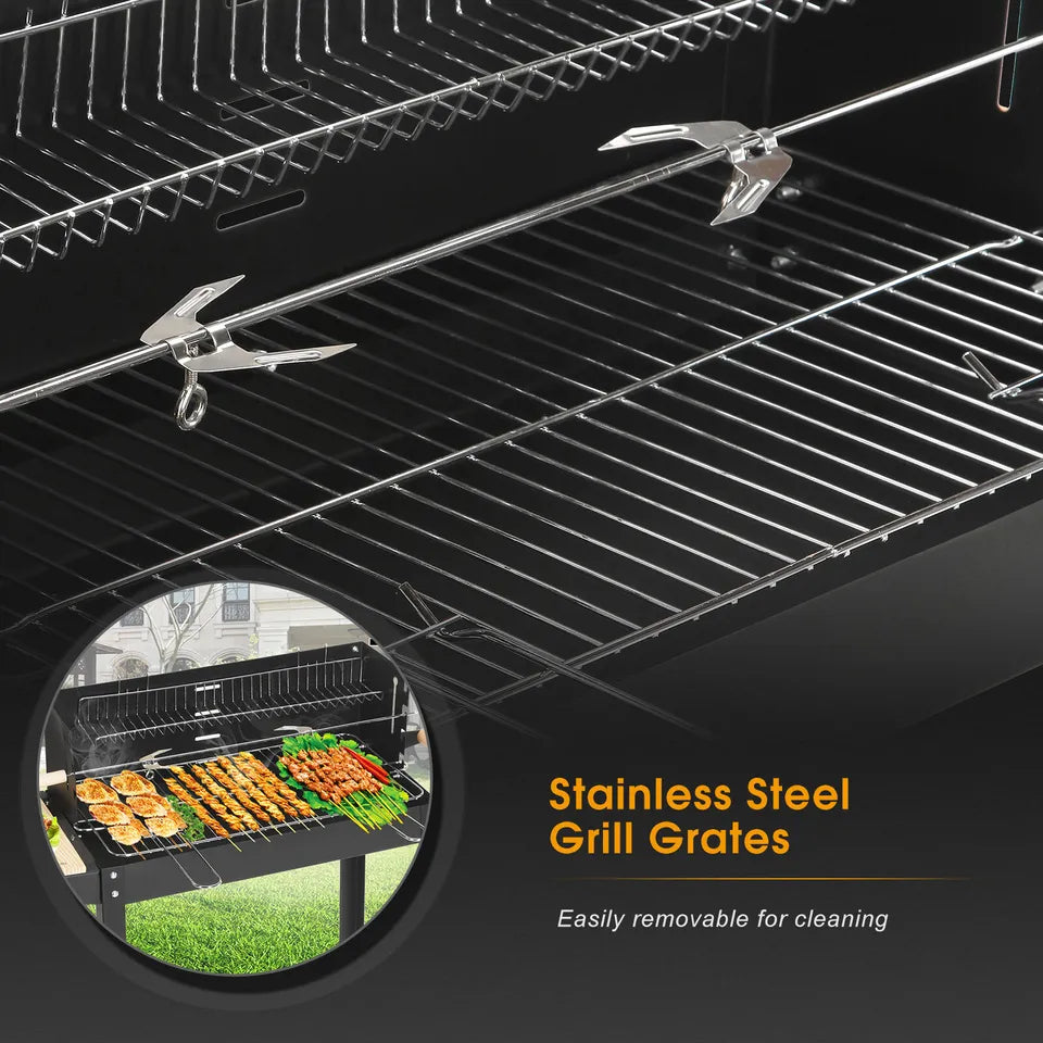 Rectangular BBQ Grill with Garden Wheels