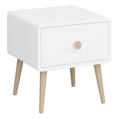 Gaia Bedside Table with 1 Drawer in Pure White