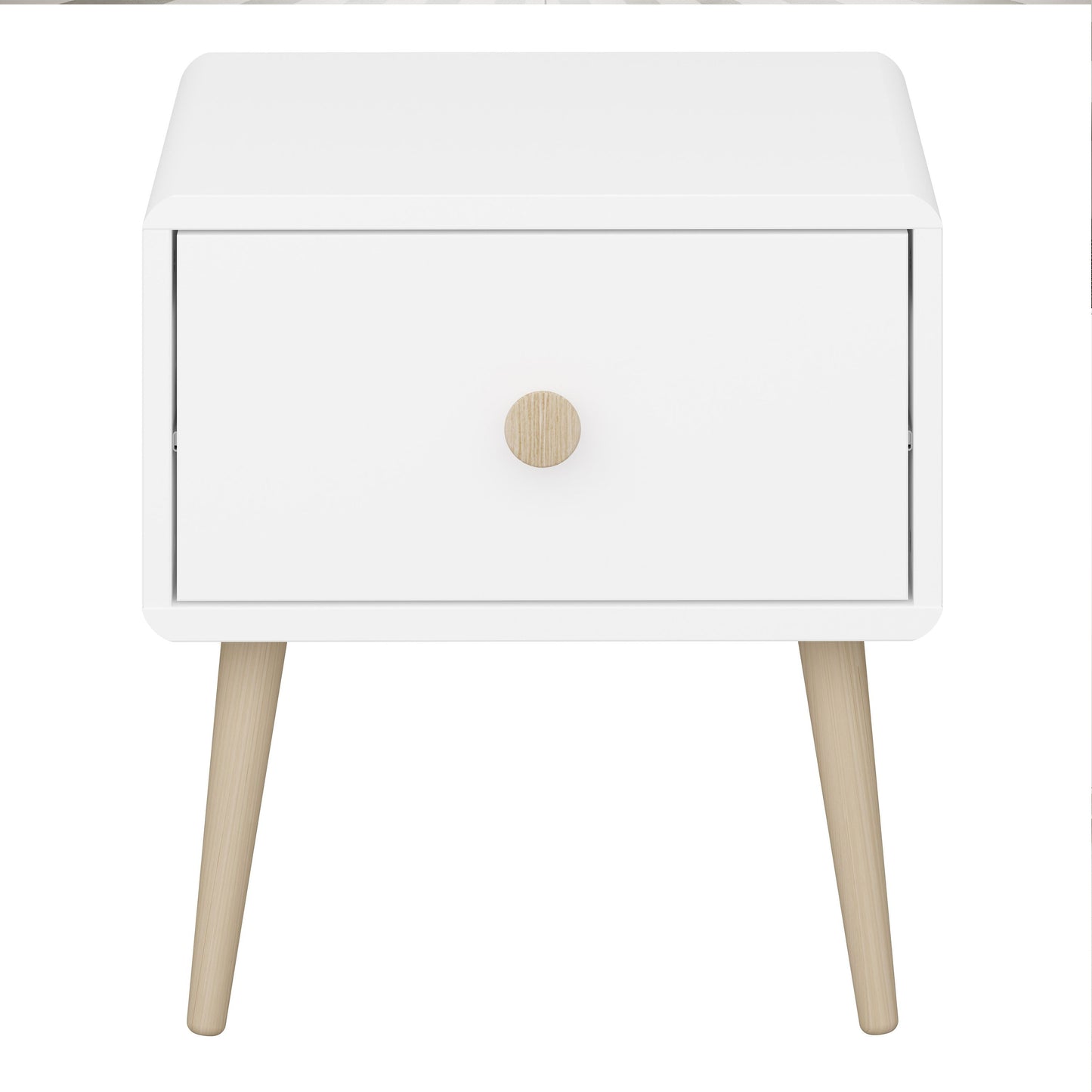 Gaia Bedside Table with 1 Drawer in Pure White