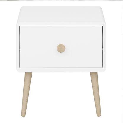 Gaia Bedside Table with 1 Drawer in Pure White
