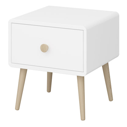 Gaia Bedside Table with 1 Drawer in Pure White
