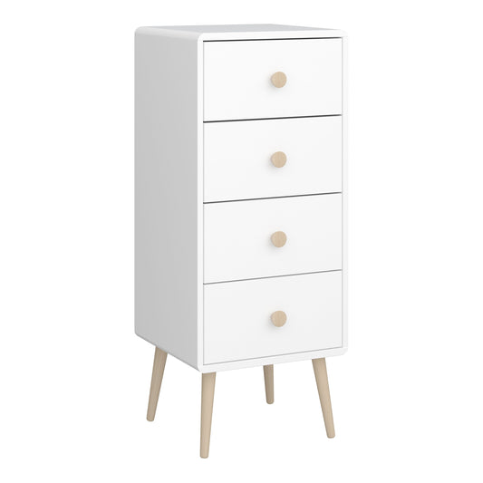 Gaia Pure White Chest of Drawers with 4 Drawers