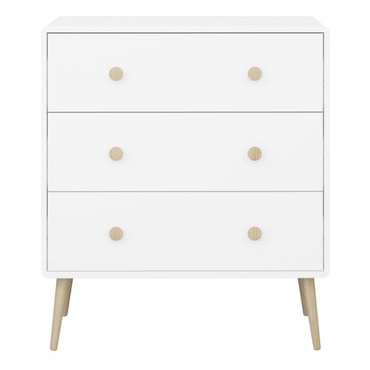 Gaia Pure White Chest of Drawers with 3 Drawers