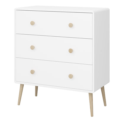 Gaia Pure White Chest of Drawers with 3 Drawers