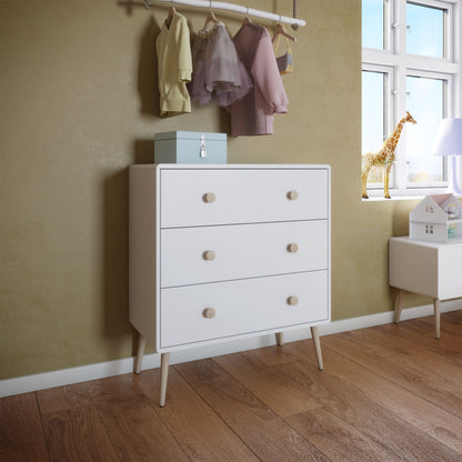 Gaia Pure White Chest of Drawers with 3 Drawers