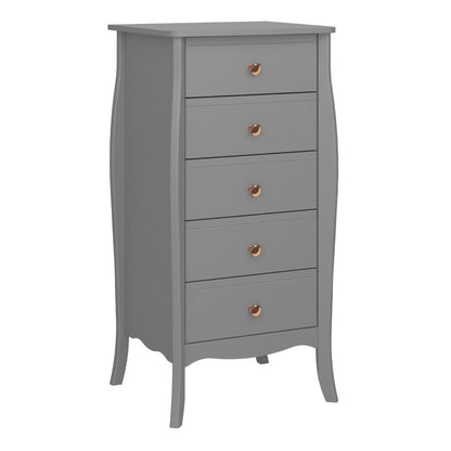 Baroque Chest of Drawers in Folkestone Grey with Rose Gold Colour Handles