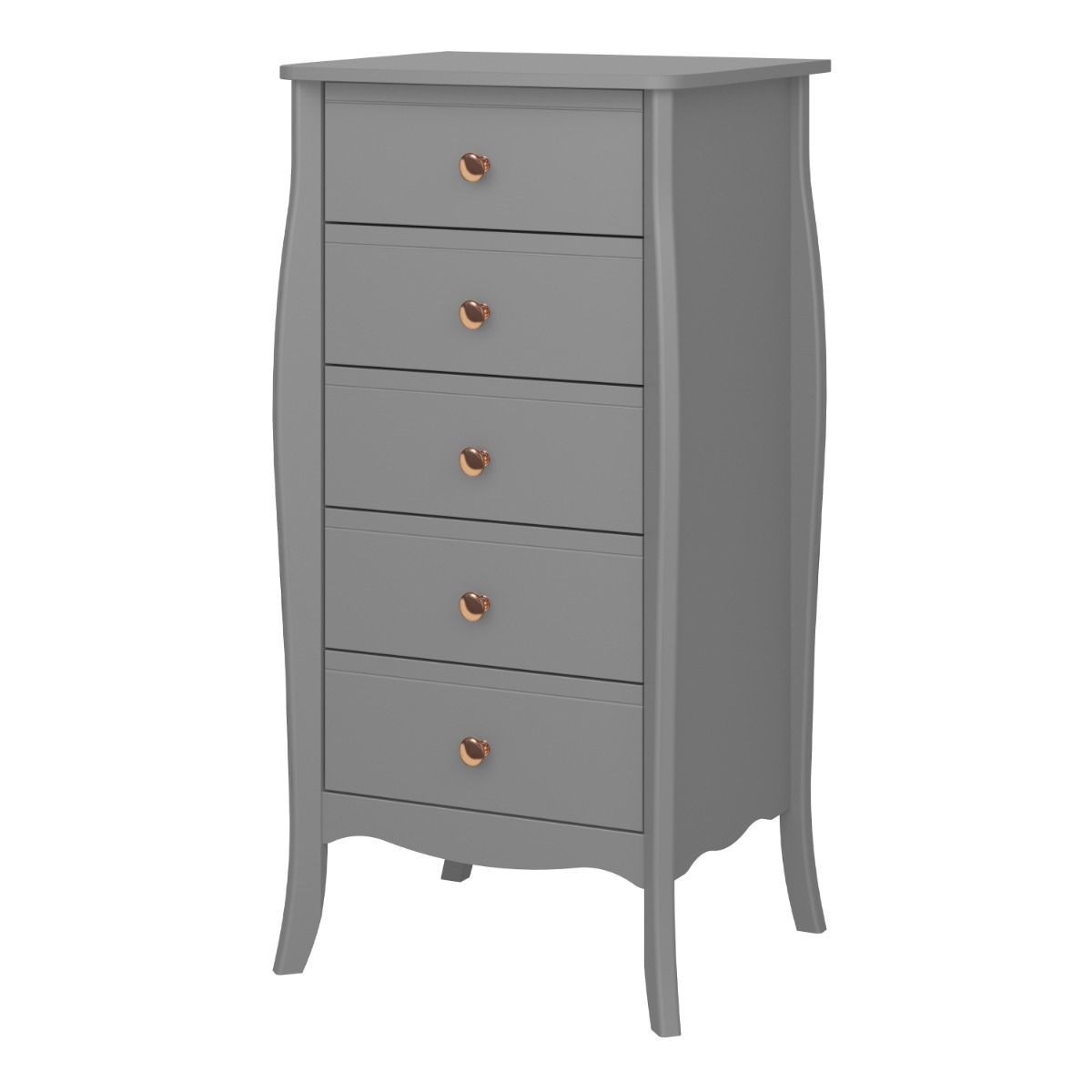 Baroque Chest of Drawers in Folkestone Grey with Rose Gold Colour Handles