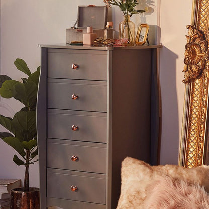 Baroque Chest of Drawers in Folkestone Grey with Rose Gold Colour Handles